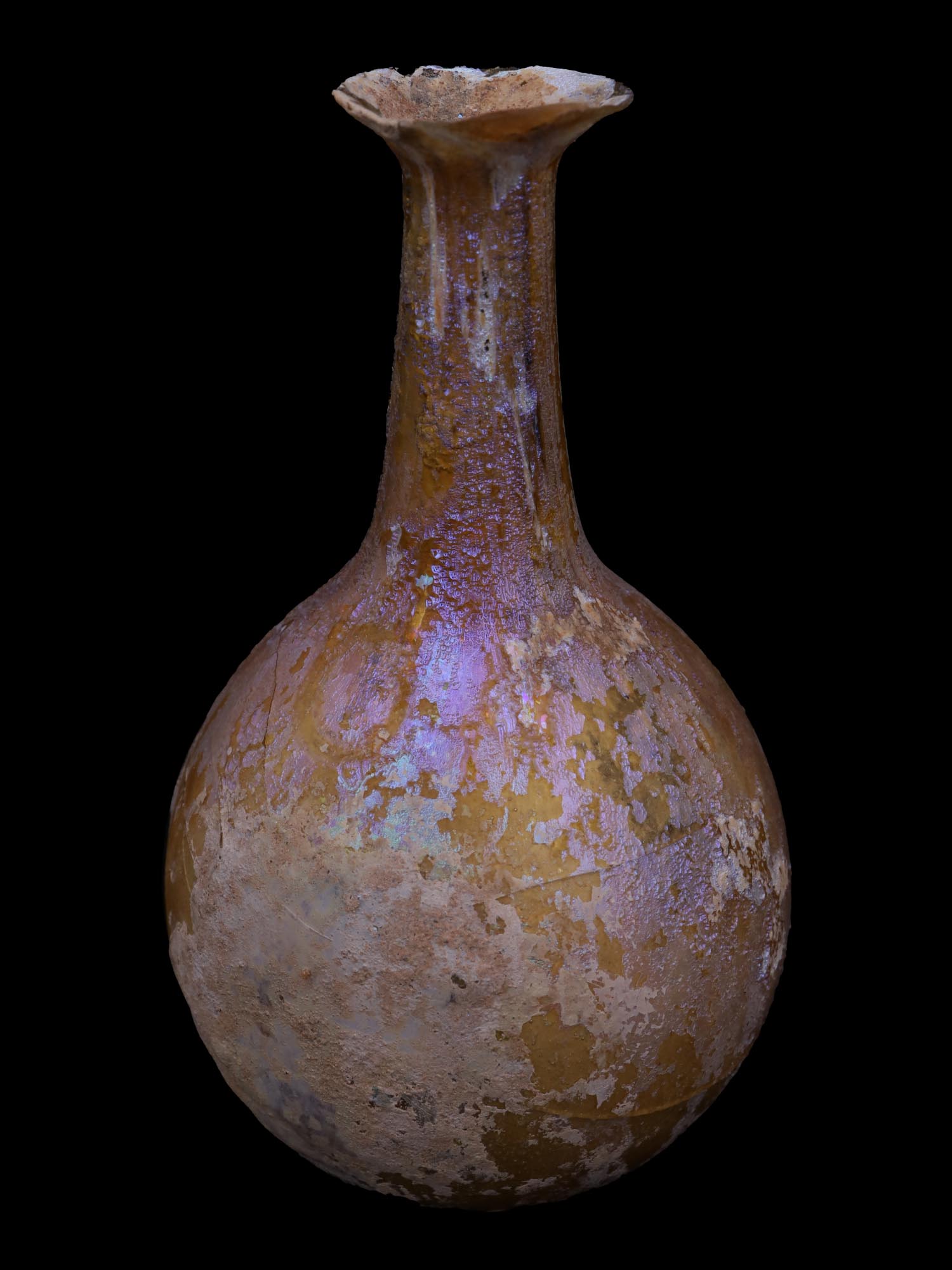 SMALL ARCHAEOLOGICAL ROMAN GLASS PERFUME BOTTLE PIC-1